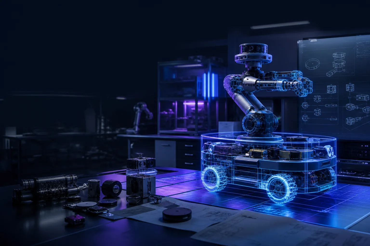 Frühes, nicht humanoides Serviceroboter-Konzept in einer Forschungs- und Prototyping-Umgebung