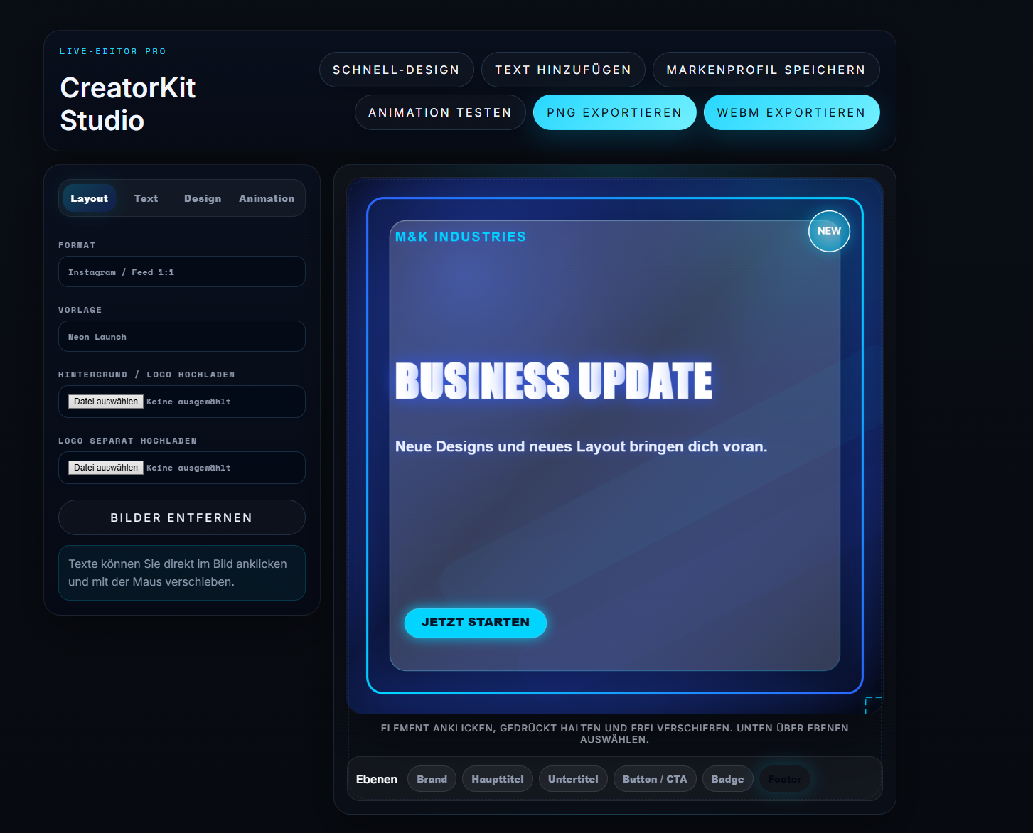 CreatorKit Studio ist jetzt live: Professionelle Designs direkt im Browser erstellen